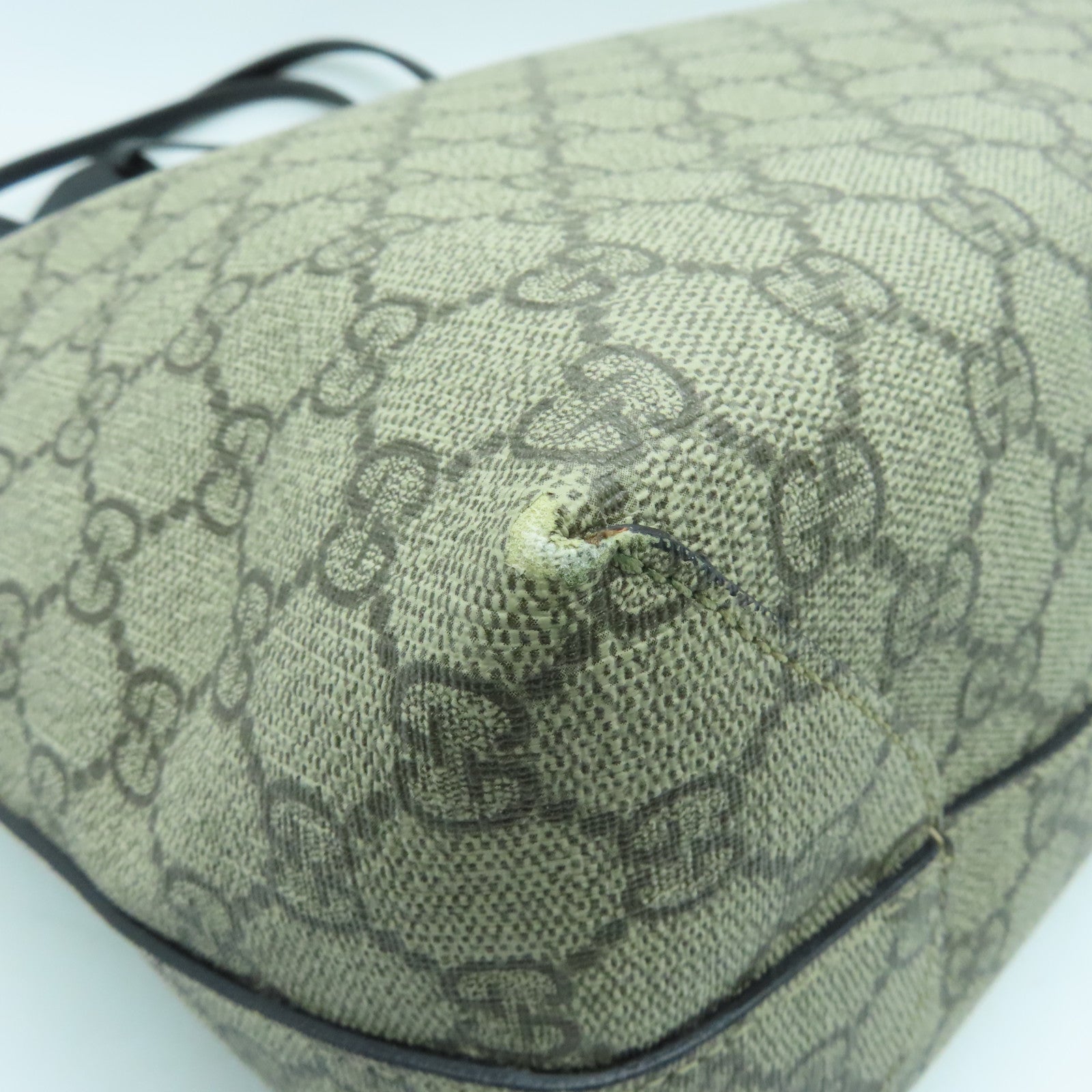 GUCCI 塗層帆布Tote Bag銀扣手挽袋啡色