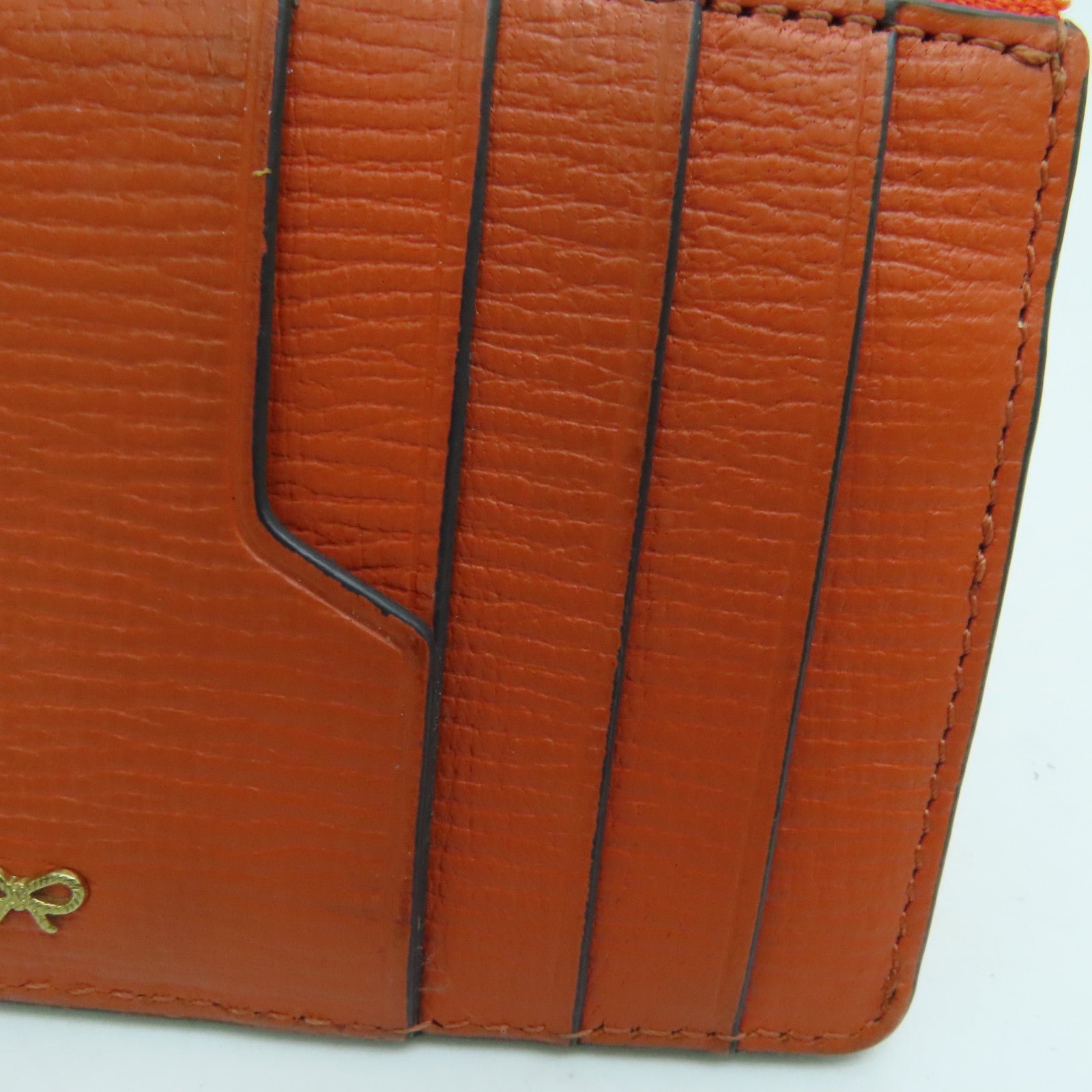Anya Hindmarch 皮革Card Case金扣卡套橙色