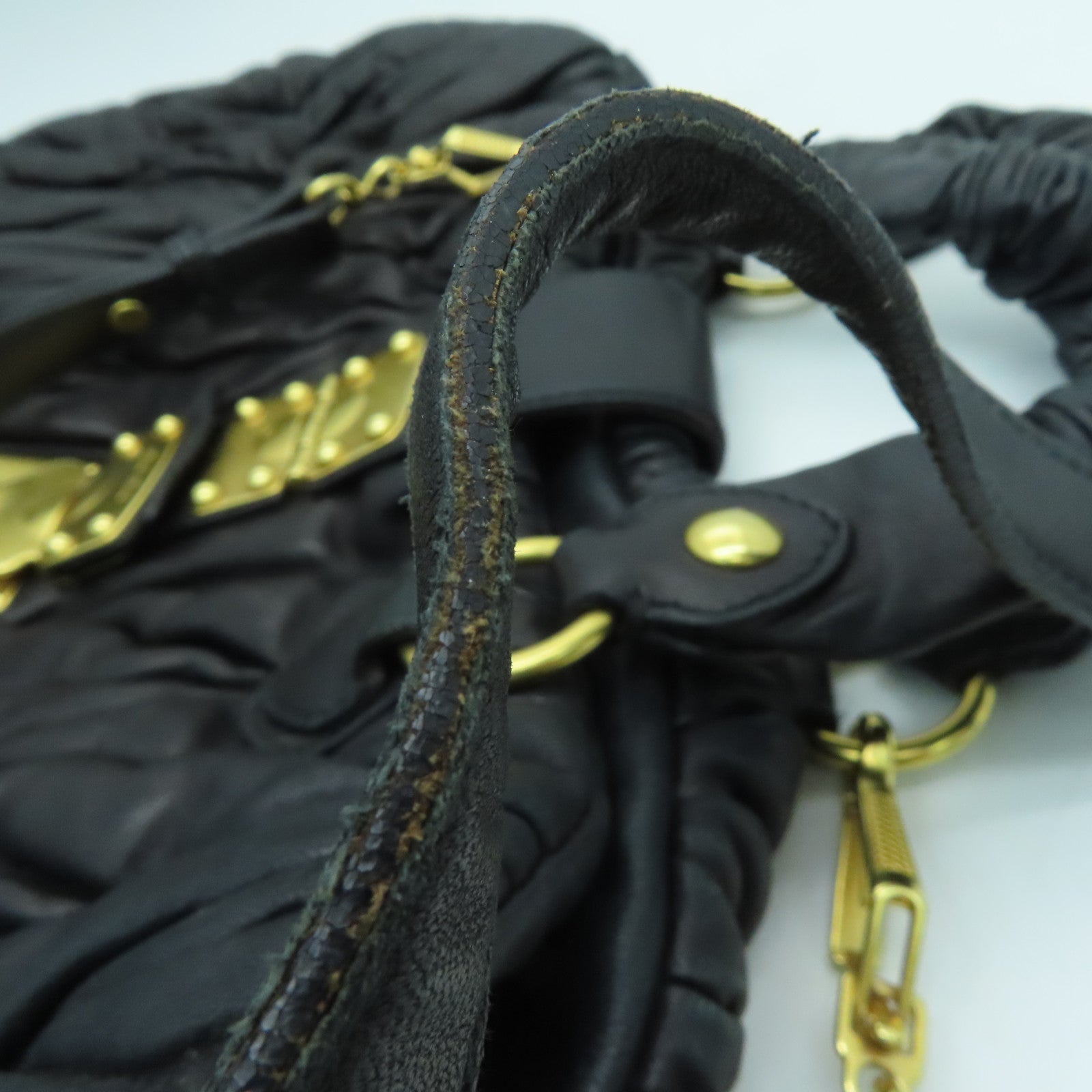 Miu Miu 羊皮皮革2way Shoulder Bag金扣手挽肩背兩用袋黑色