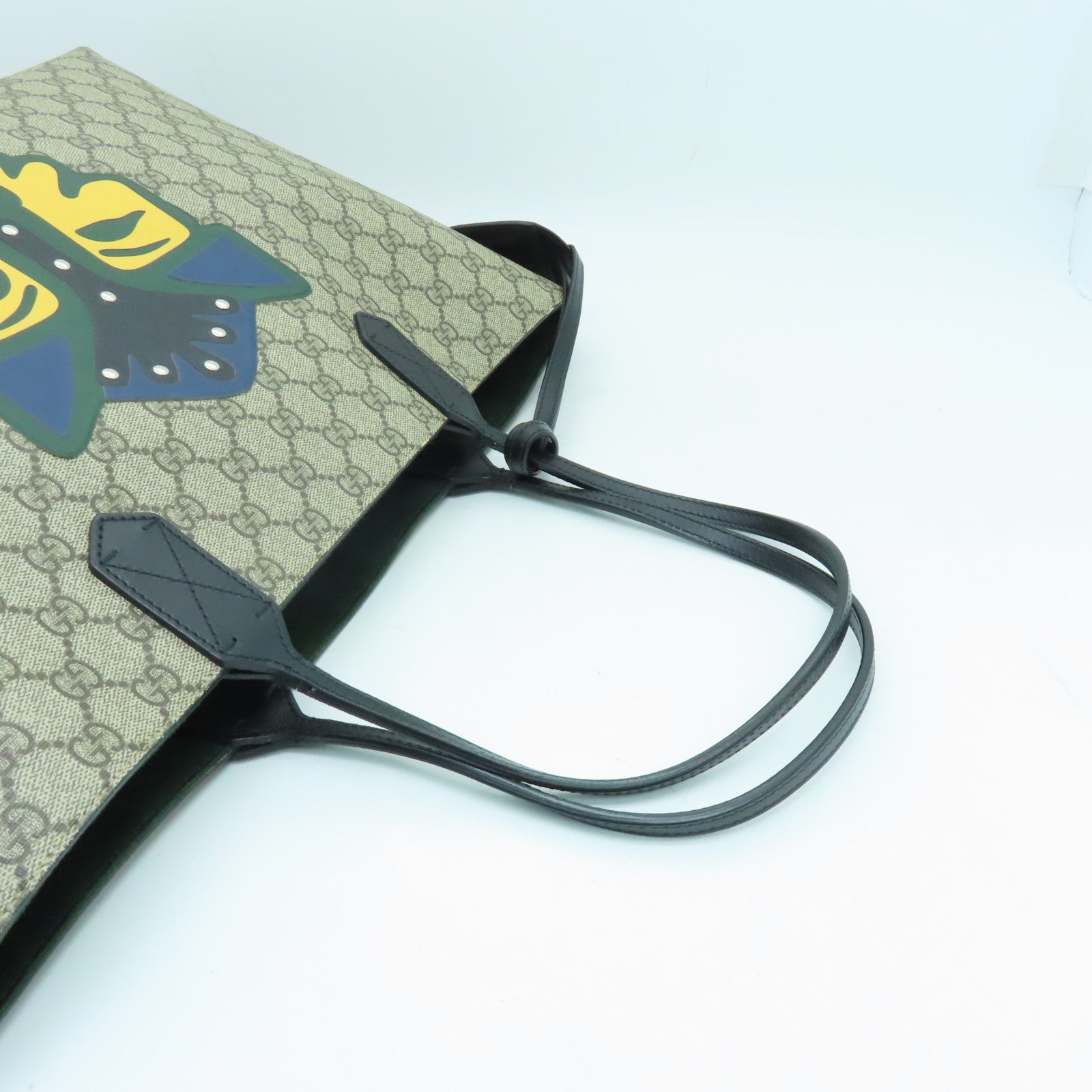 GUCCI 塗層帆布Tote Bag銀扣手挽袋啡色