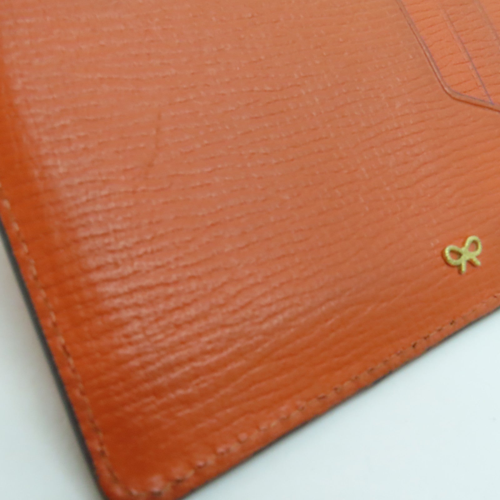 Anya Hindmarch 皮革Card Case金扣卡套橙色