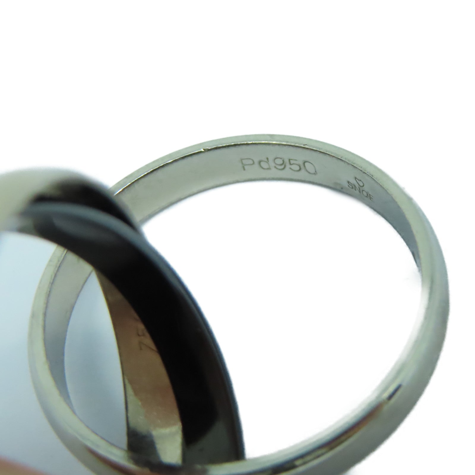 CARTIER 18K白金/PD950鈀金/陶瓷Trinity Ring戒指#59 US#8.75