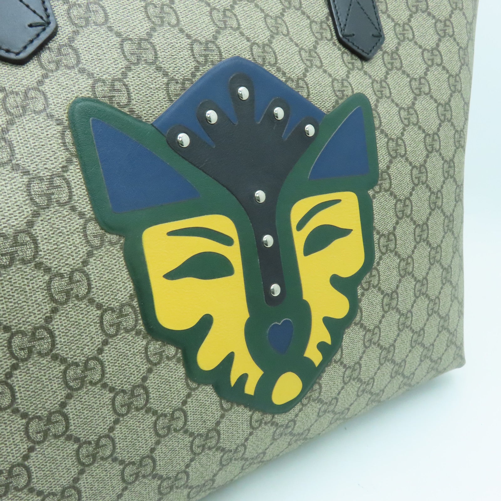 GUCCI 塗層帆布Tote Bag銀扣手挽袋啡色