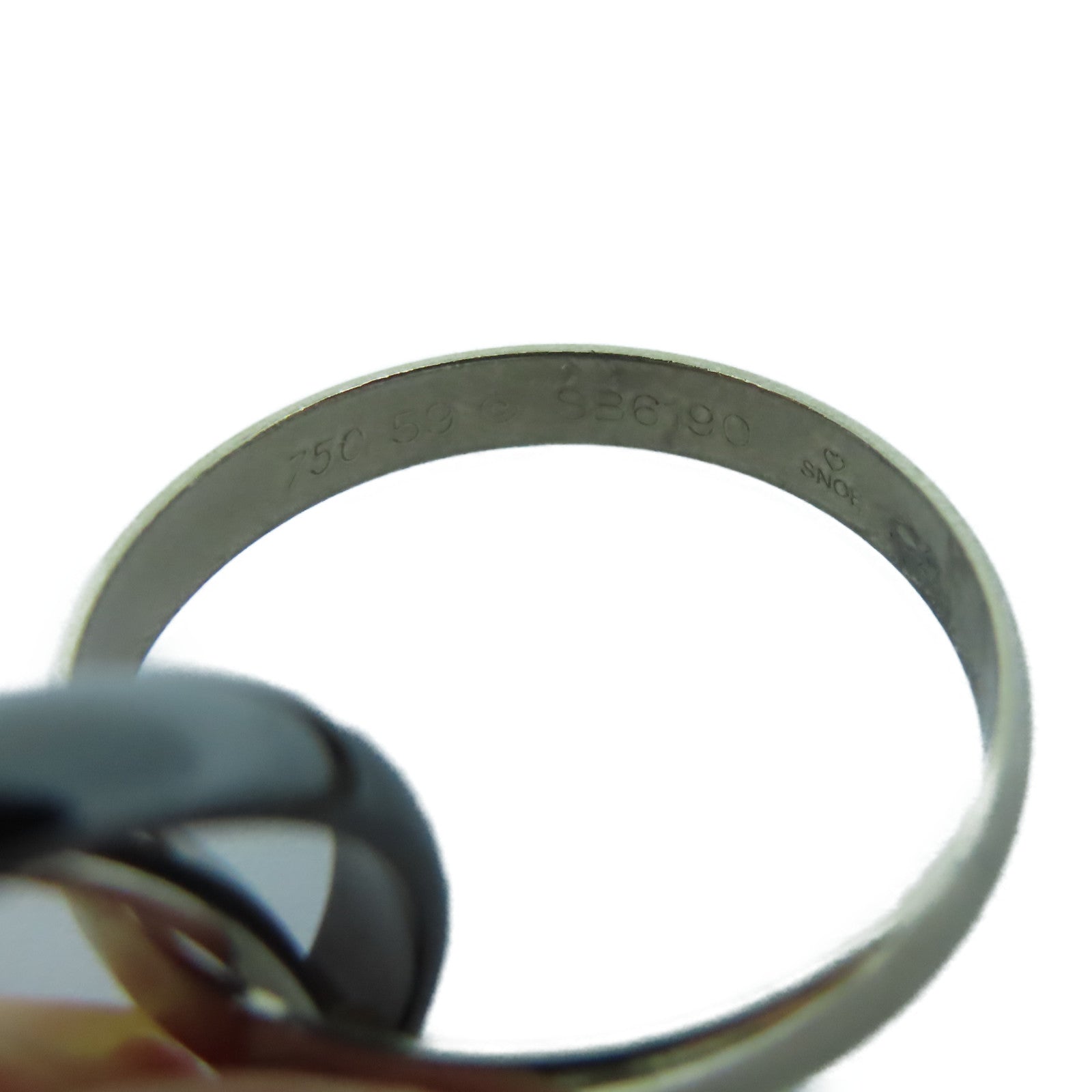 CARTIER 18K白金/PD950鈀金/陶瓷Trinity Ring戒指#59 US#8.75