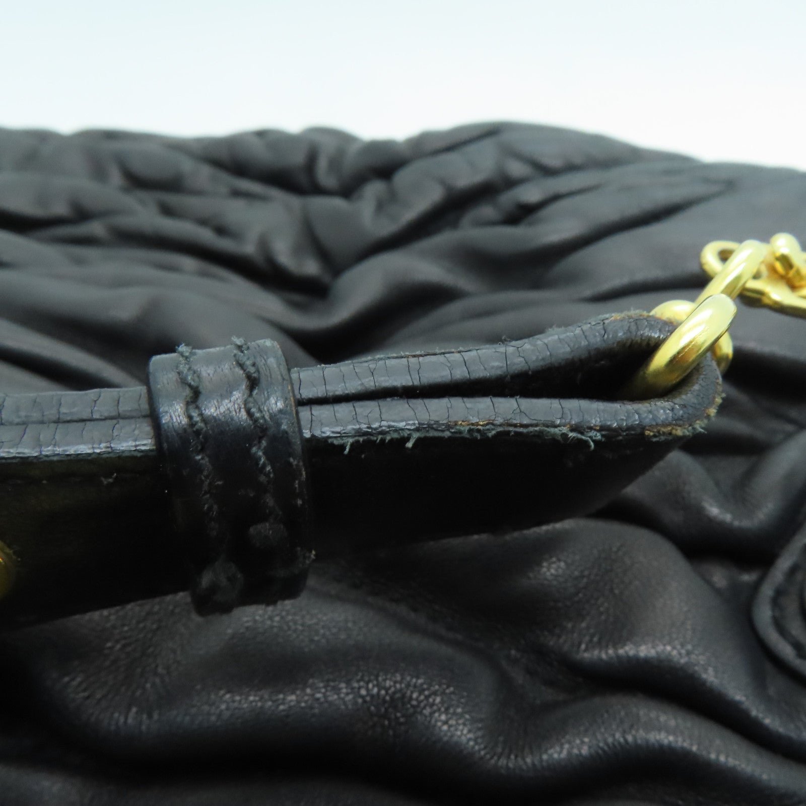 Miu Miu 羊皮皮革2way Shoulder Bag金扣手挽肩背兩用袋黑色