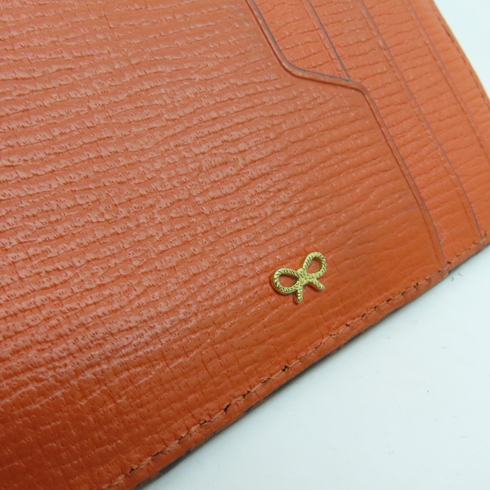 Anya Hindmarch 皮革Card Case金扣卡套橙色