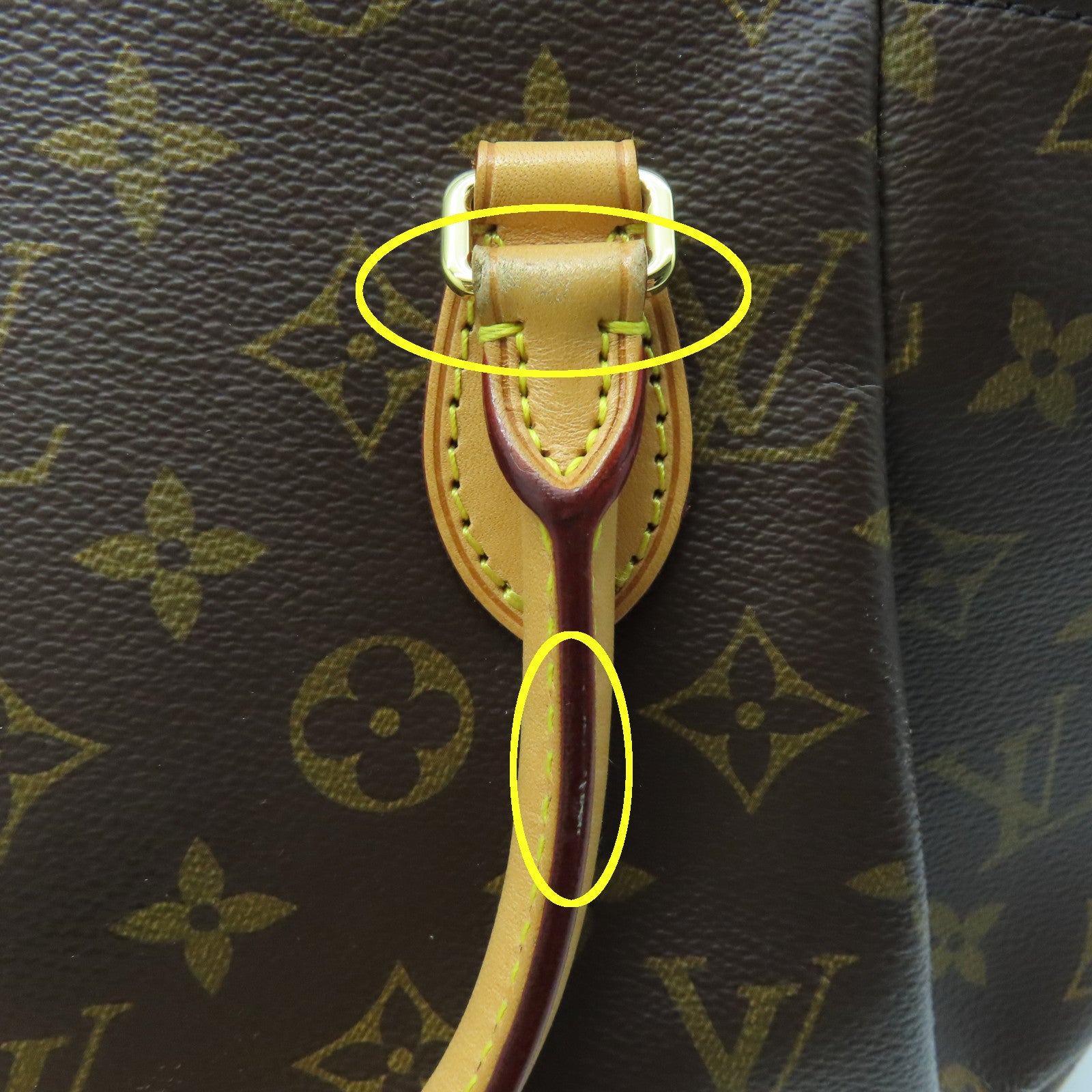 LOUIS VUITTON Monogram Turenne PM gold buckle handle shoulder bag brown