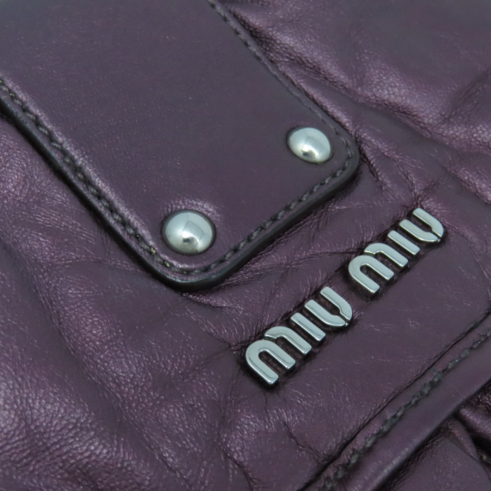 Miu Miu 羊皮皮革2way Shoulder Bag銀扣手挽肩背兩用袋紫色