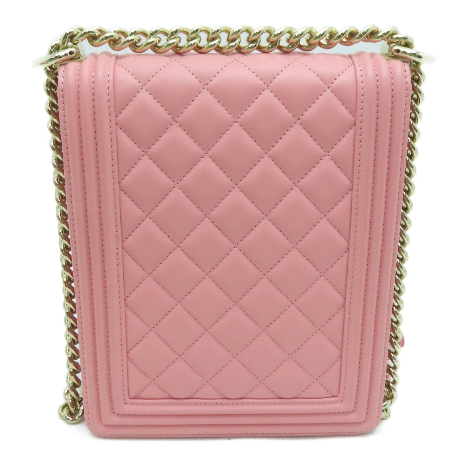 CHANEL 牛皮皮革Boy Chanel金扣肩背袋粉红色