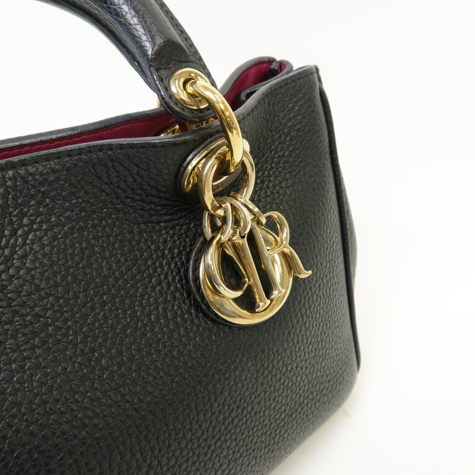 Dior 牛皮皮革Diorissimo金扣手挽肩背兩用袋黑色