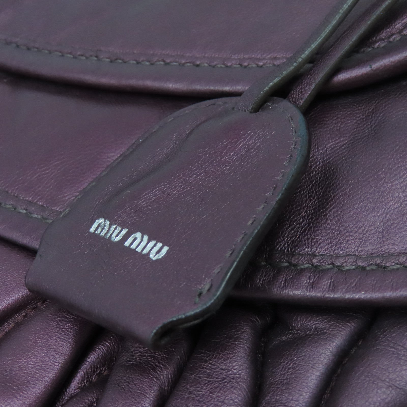 Miu Miu 羊皮皮革2way Shoulder Bag銀扣手挽肩背兩用袋紫色