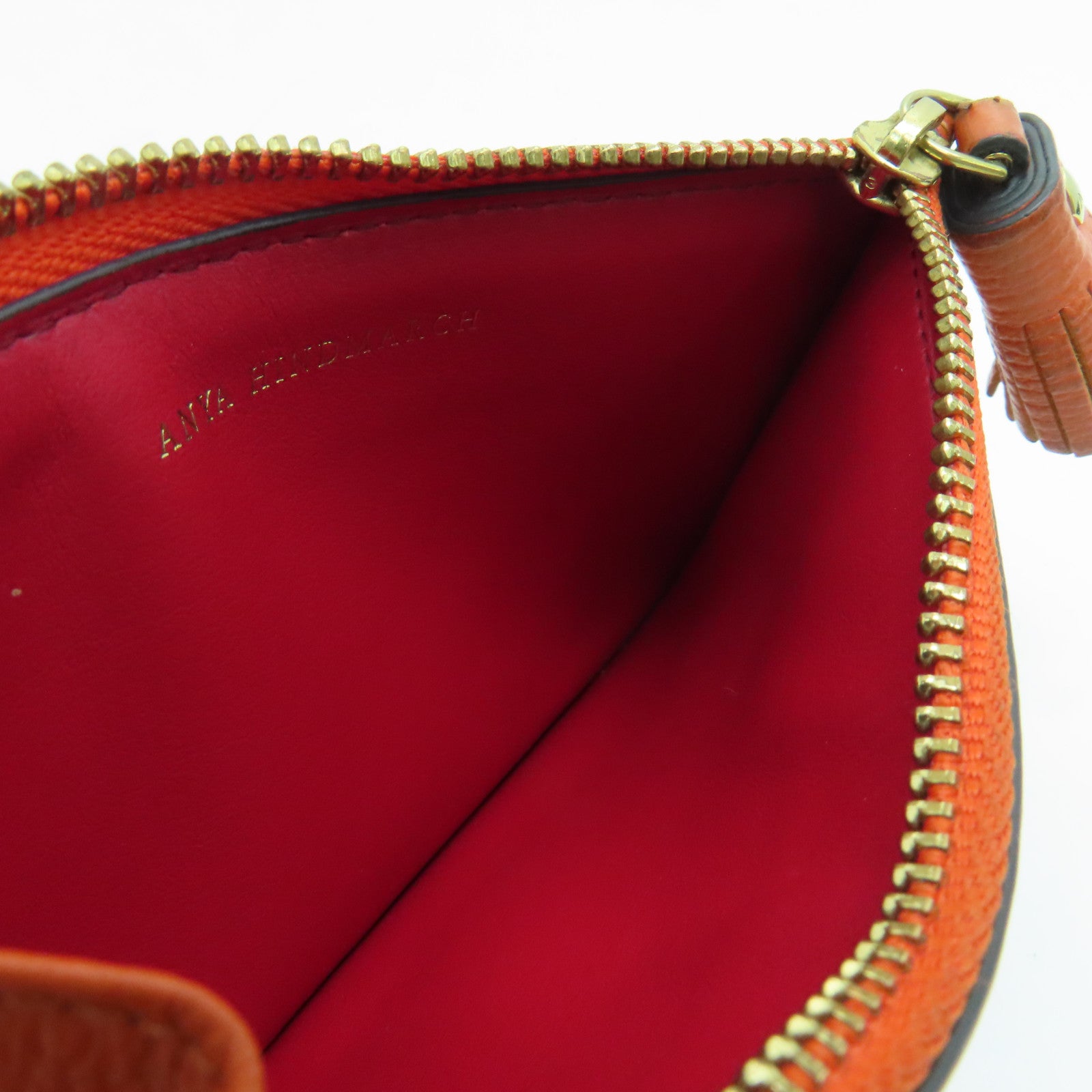 Anya Hindmarch 皮革Card Case金扣卡套橙色