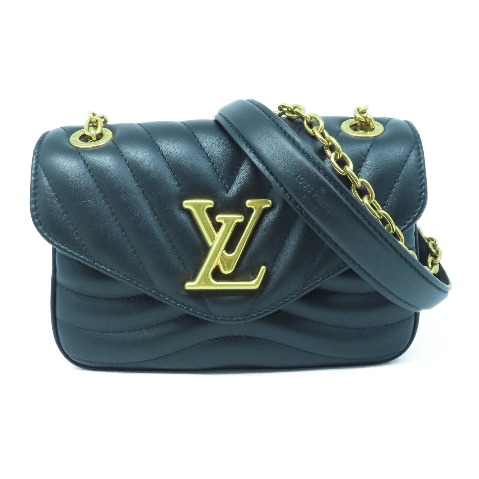 LOUIS VUITTON 牛皮皮革LV New Wave Chain金扣肩背袋黑色