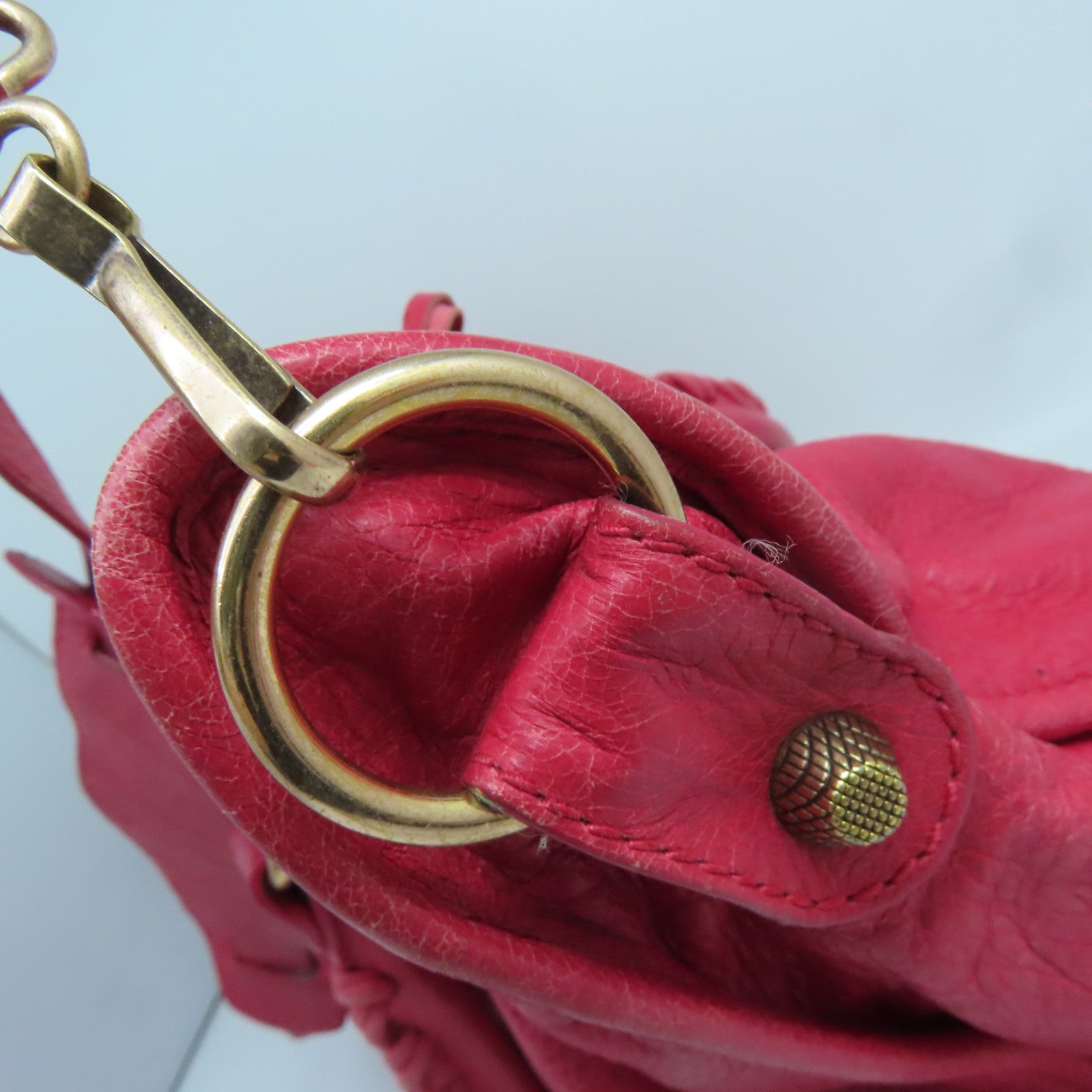 BALENCIAGA 【激減優惠】牛皮皮革City Bag金扣肩背袋紅色