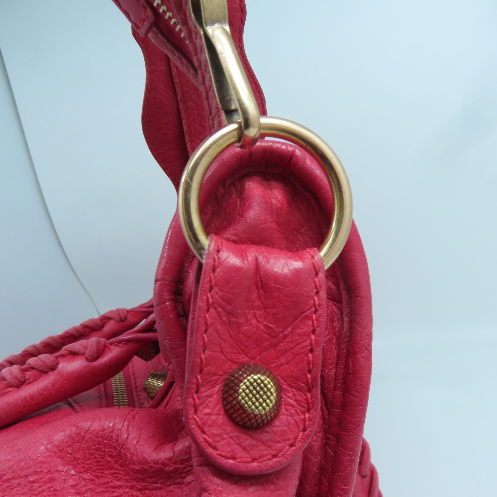 BALENCIAGA 【激減優惠】牛皮皮革City Bag金扣肩背袋紅色