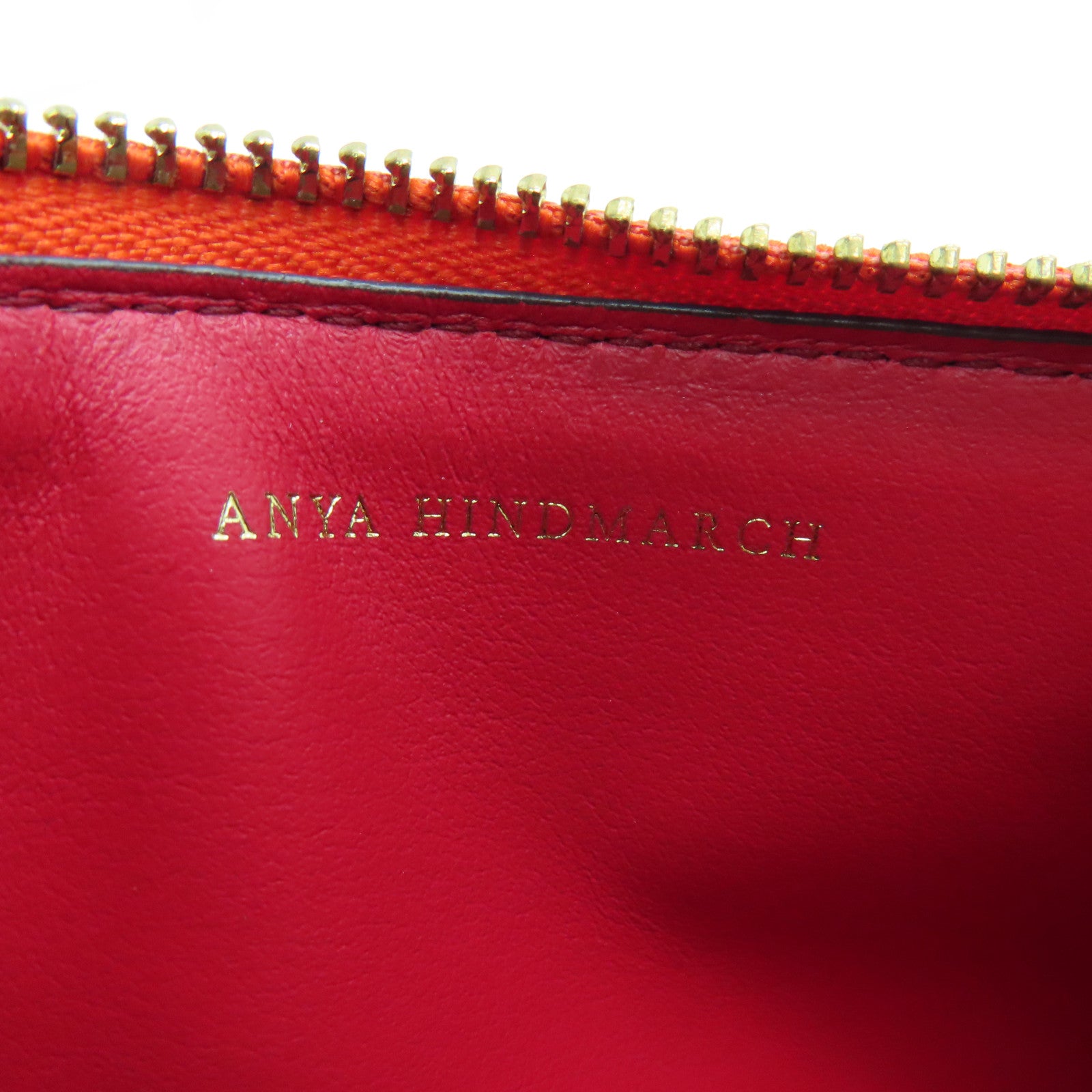 Anya Hindmarch 皮革Card Case金扣卡套橙色