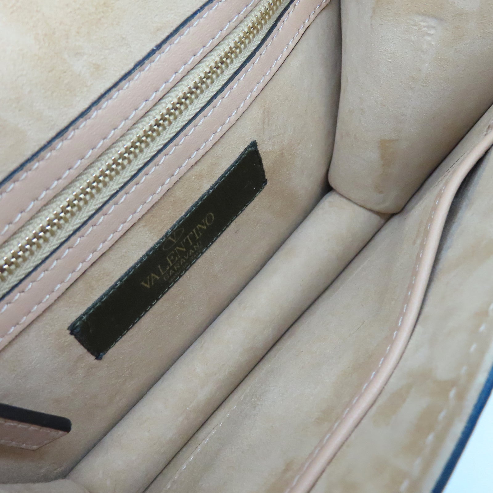 Valentino 牛皮皮革Embroidered Small Glam Lock金扣鏈帶肩背袋米色