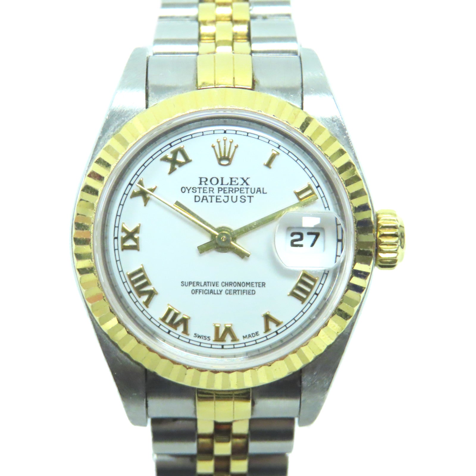 ROLEX 18K黃金Datejust 26mm不鏽鋼手錶自動機芯白色