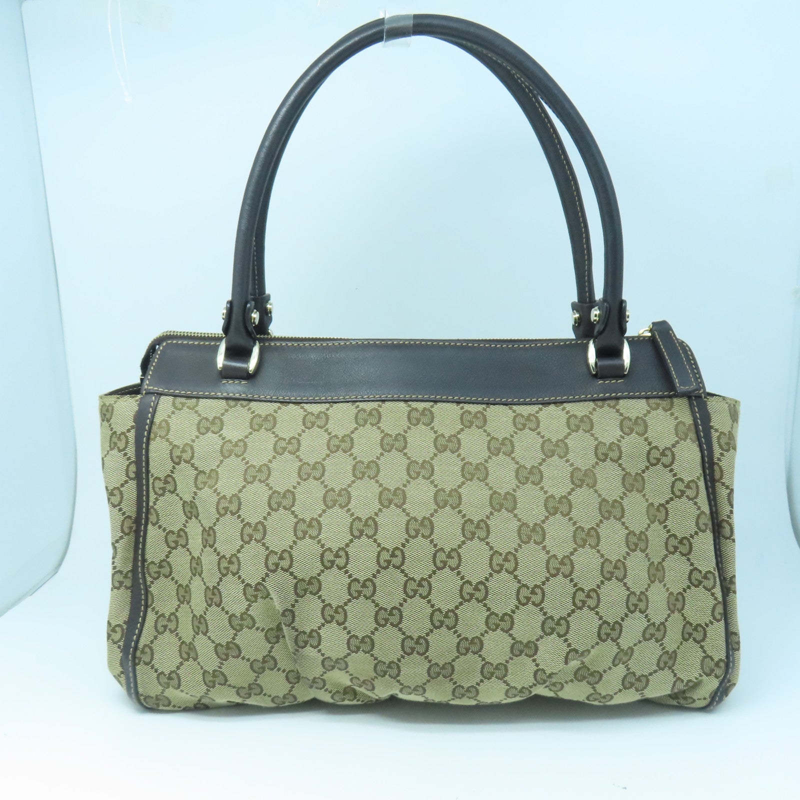 GUCCI canvas Shoulder Bag gold buckle shoulder bag brown