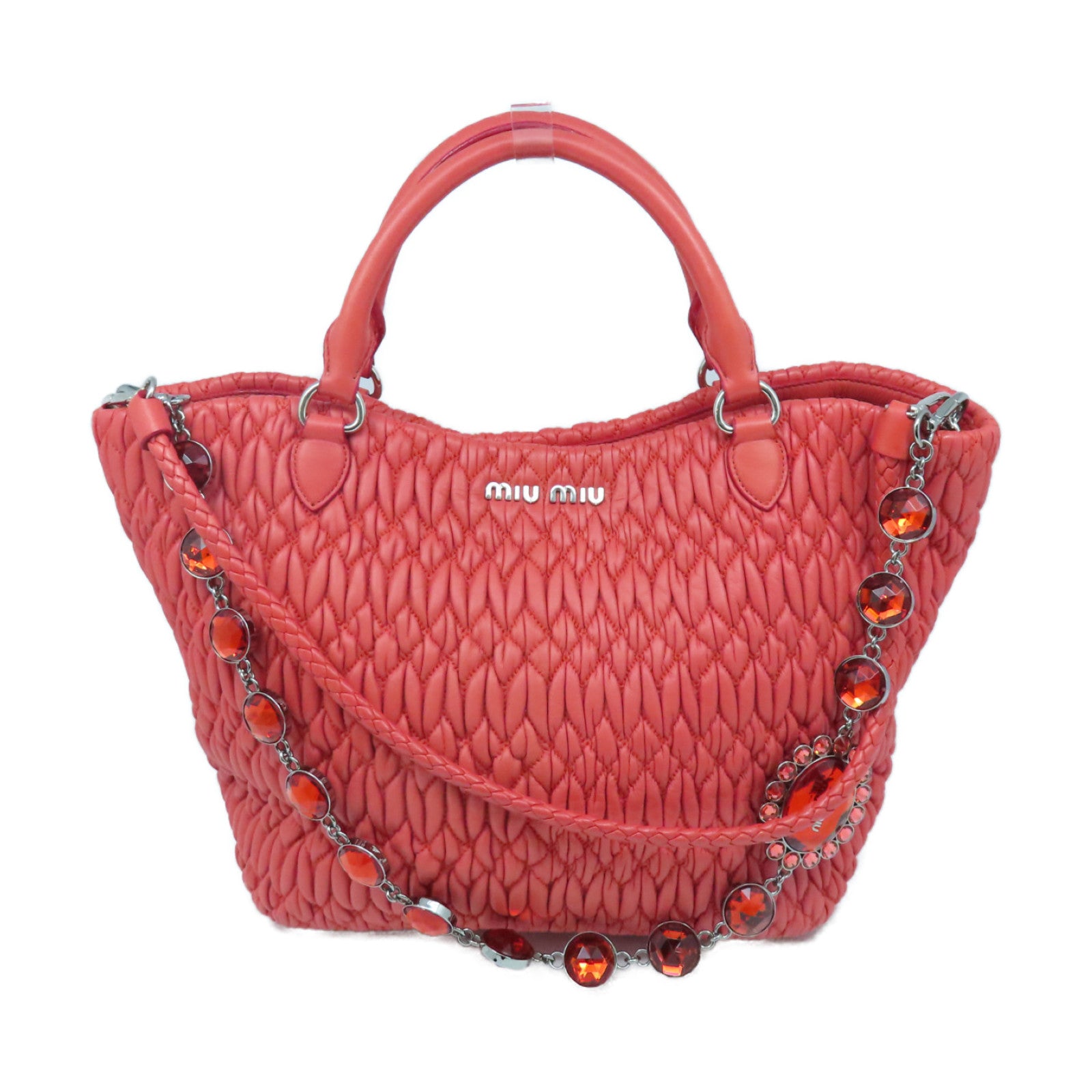 Miu Miu 牛皮皮革Shoulder Bag銀扣手挽肩背兩用袋粉紅色