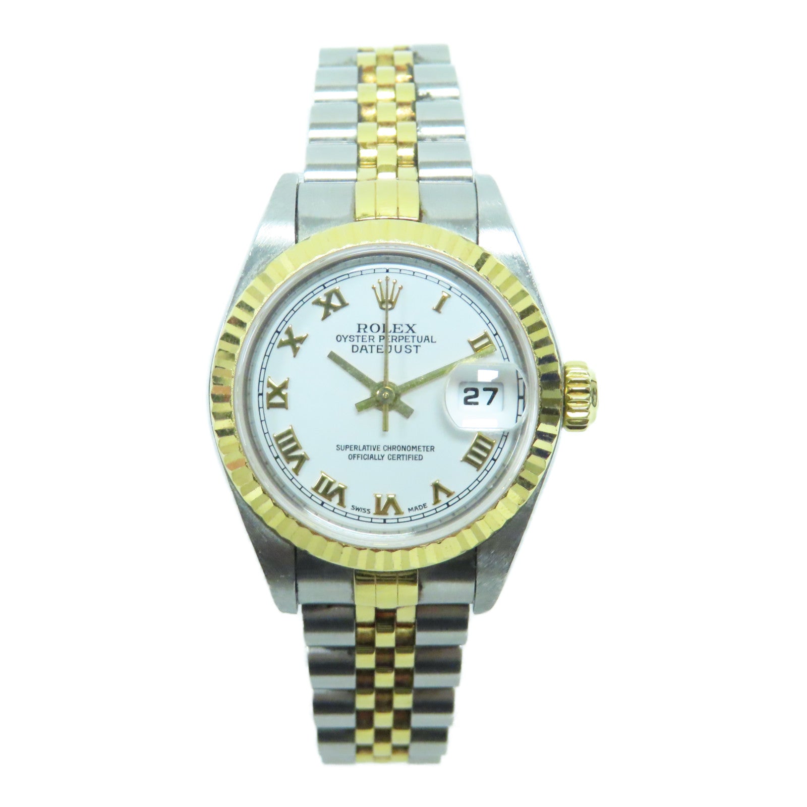 ROLEX 18K黃金Datejust 26mm不鏽鋼手錶自動機芯白色