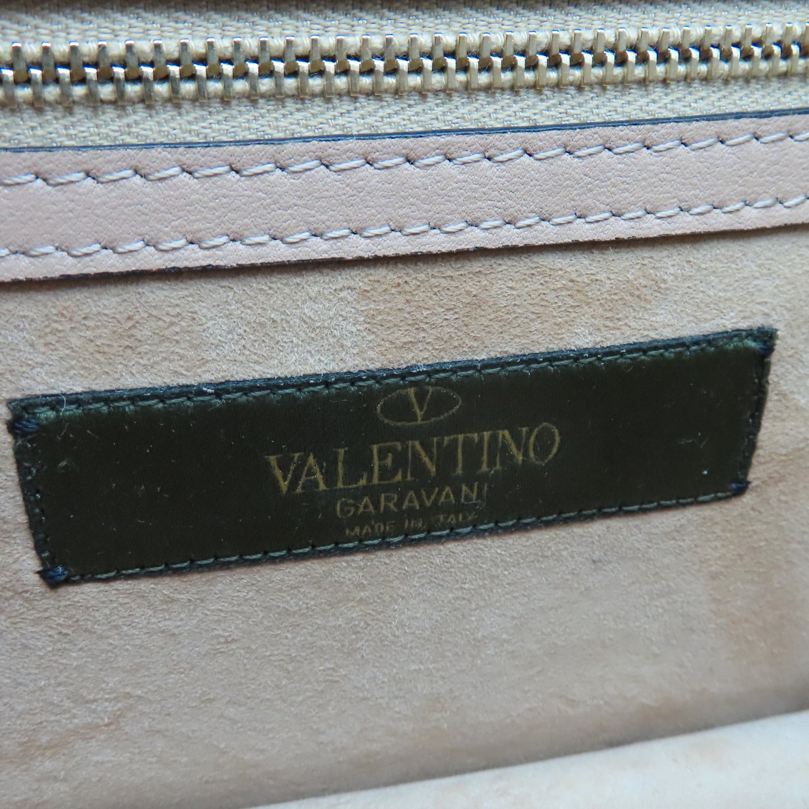 Valentino 牛皮皮革Embroidered Small Glam Lock金扣鏈帶肩背袋米色