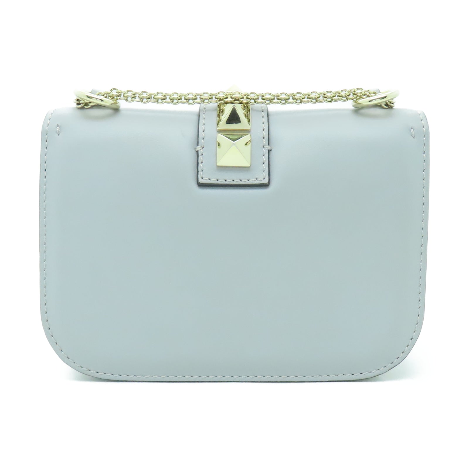 Valentino 牛皮皮革Shoulder Bag金扣肩背袋灰色