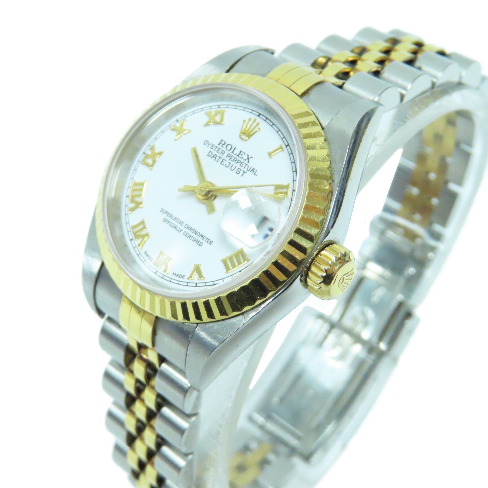 ROLEX 18K黃金Datejust 26mm不鏽鋼手錶自動機芯白色