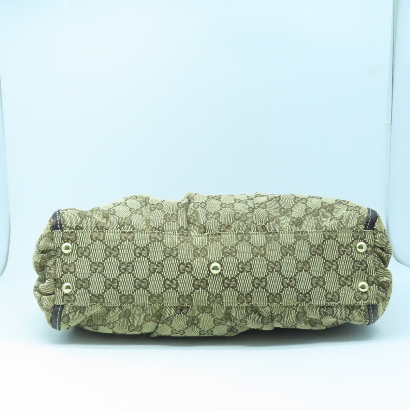 GUCCI canvas Shoulder Bag gold buckle shoulder bag brown