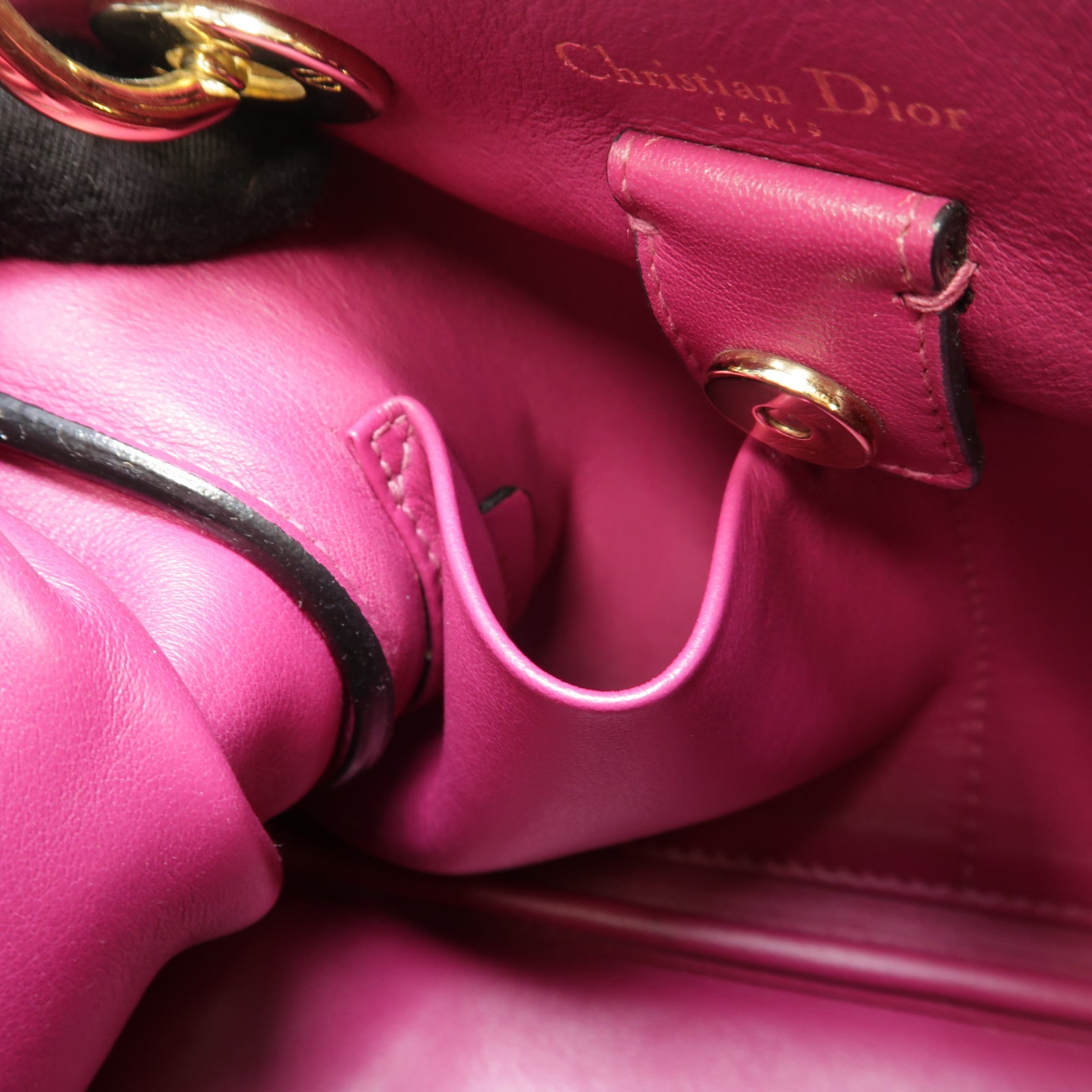 Dior 牛皮皮革Diorissimo金扣手挽肩背兩用袋黑色