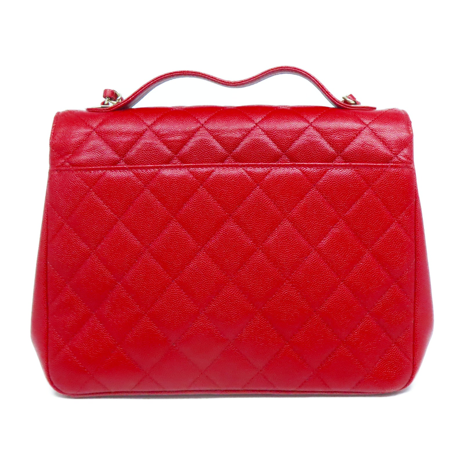 CHANEL Caviar皮革Chain Shoulder金扣鏈帶肩背袋紅色