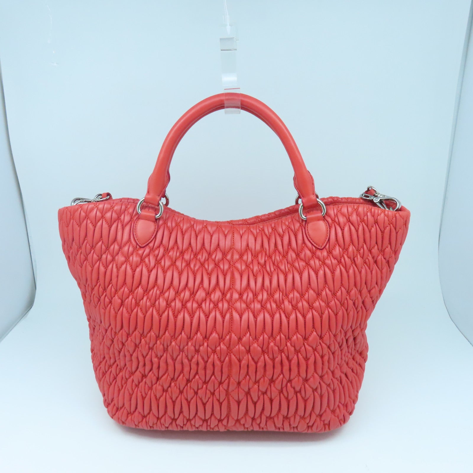 Miu Miu 牛皮皮革Shoulder Bag銀扣手挽肩背兩用袋粉紅色