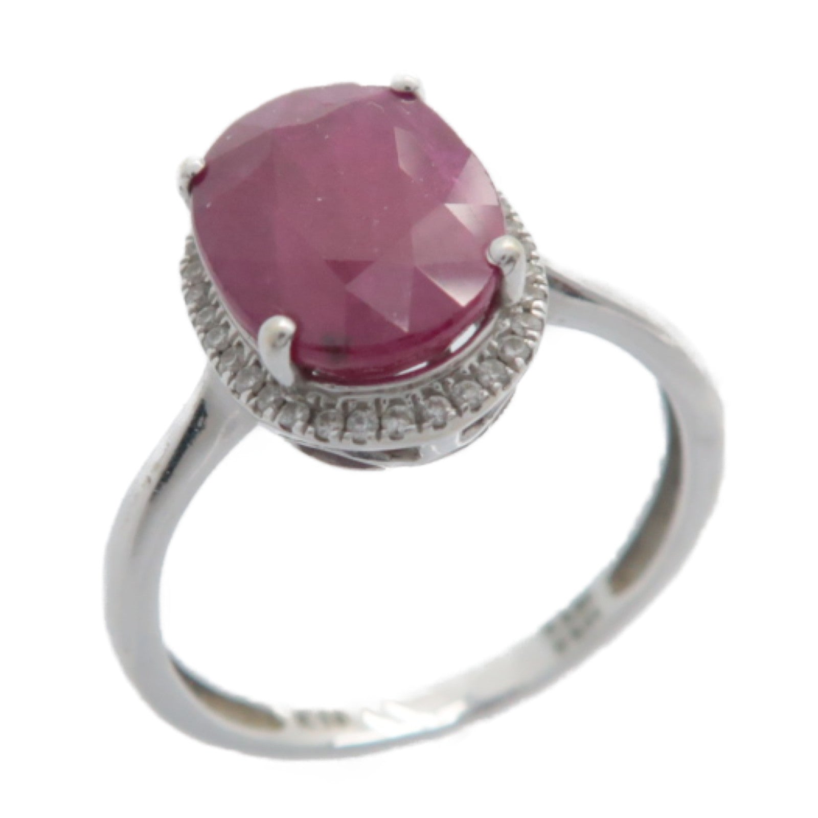 JEWELRY 18K白金Ruby/Diamond Ring 3.94ct紅寶石/0.11ct鑽石戒指US#6.5