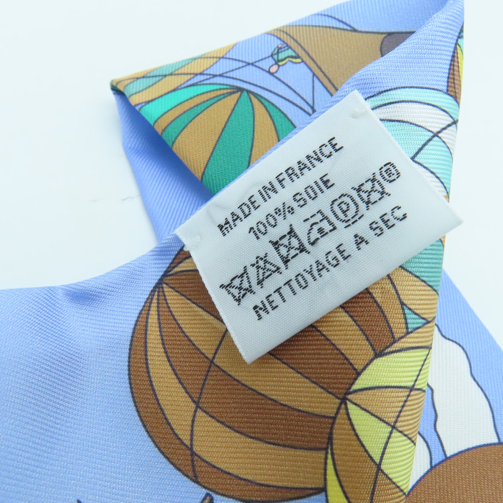 HERMES 絲質Twilly絲巾藍色