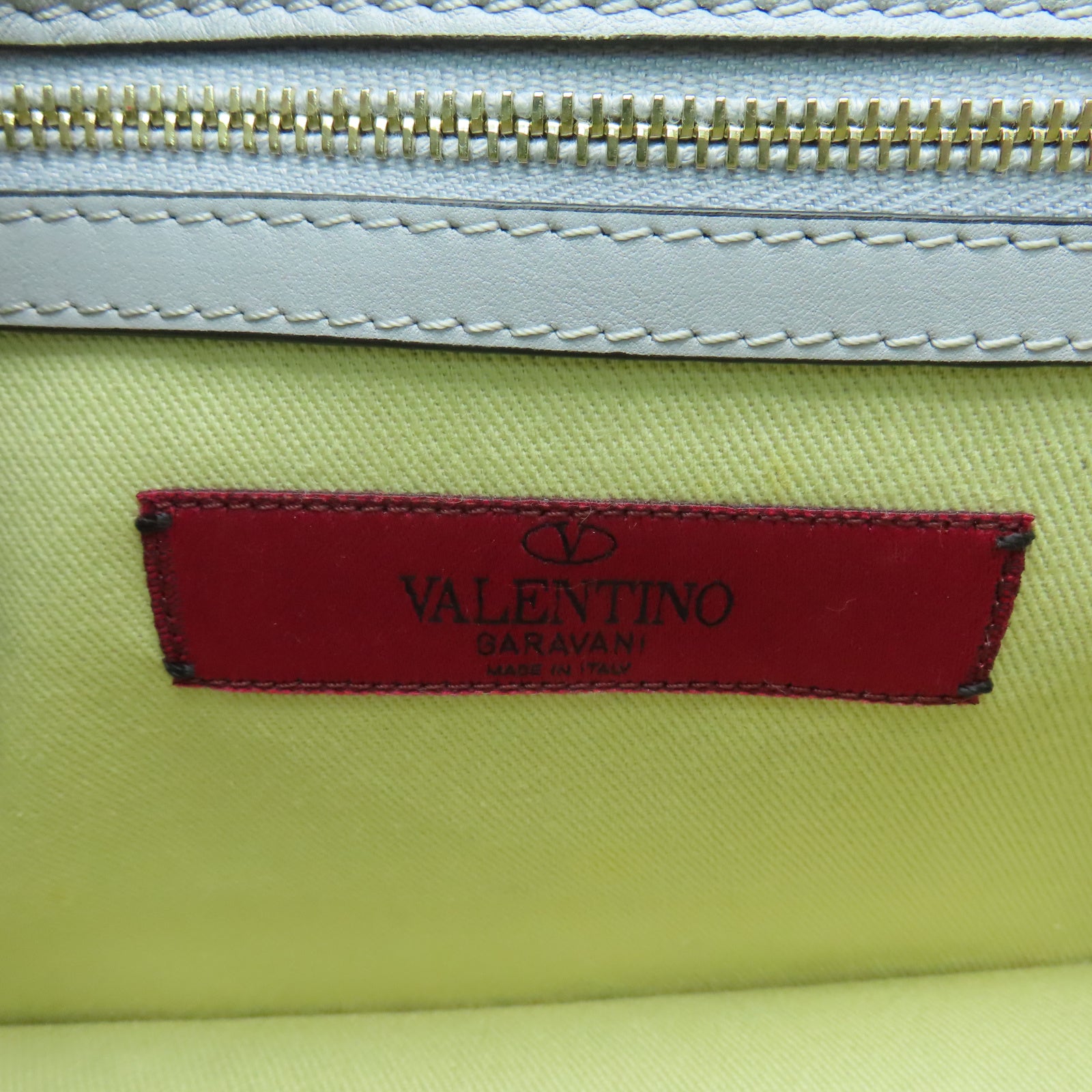 Valentino 牛皮皮革Shoulder Bag金扣肩背袋灰色