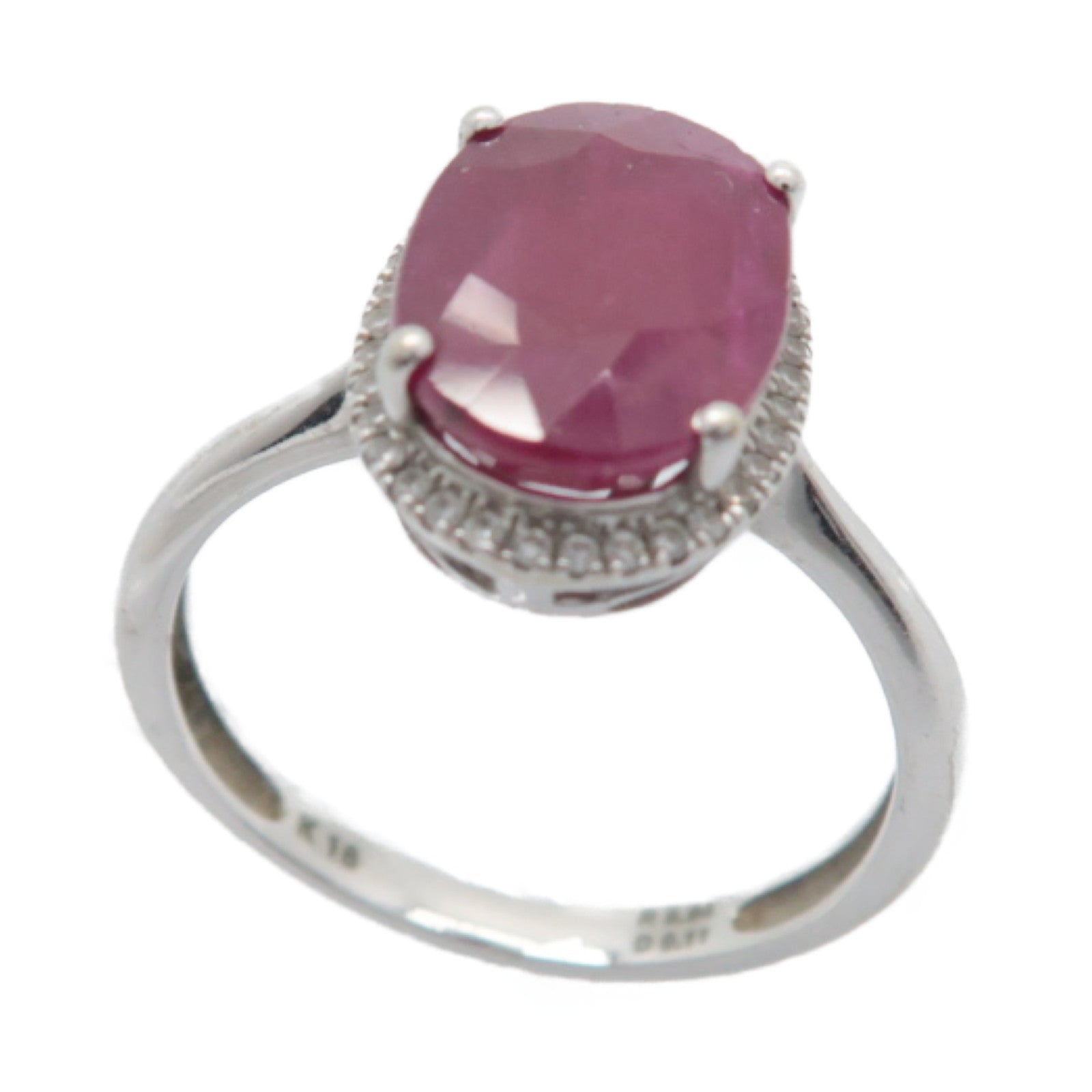 JEWELRY 18K白金Ruby/Diamond Ring 3.94ct紅寶石/0.11ct鑽石戒指US#6.5