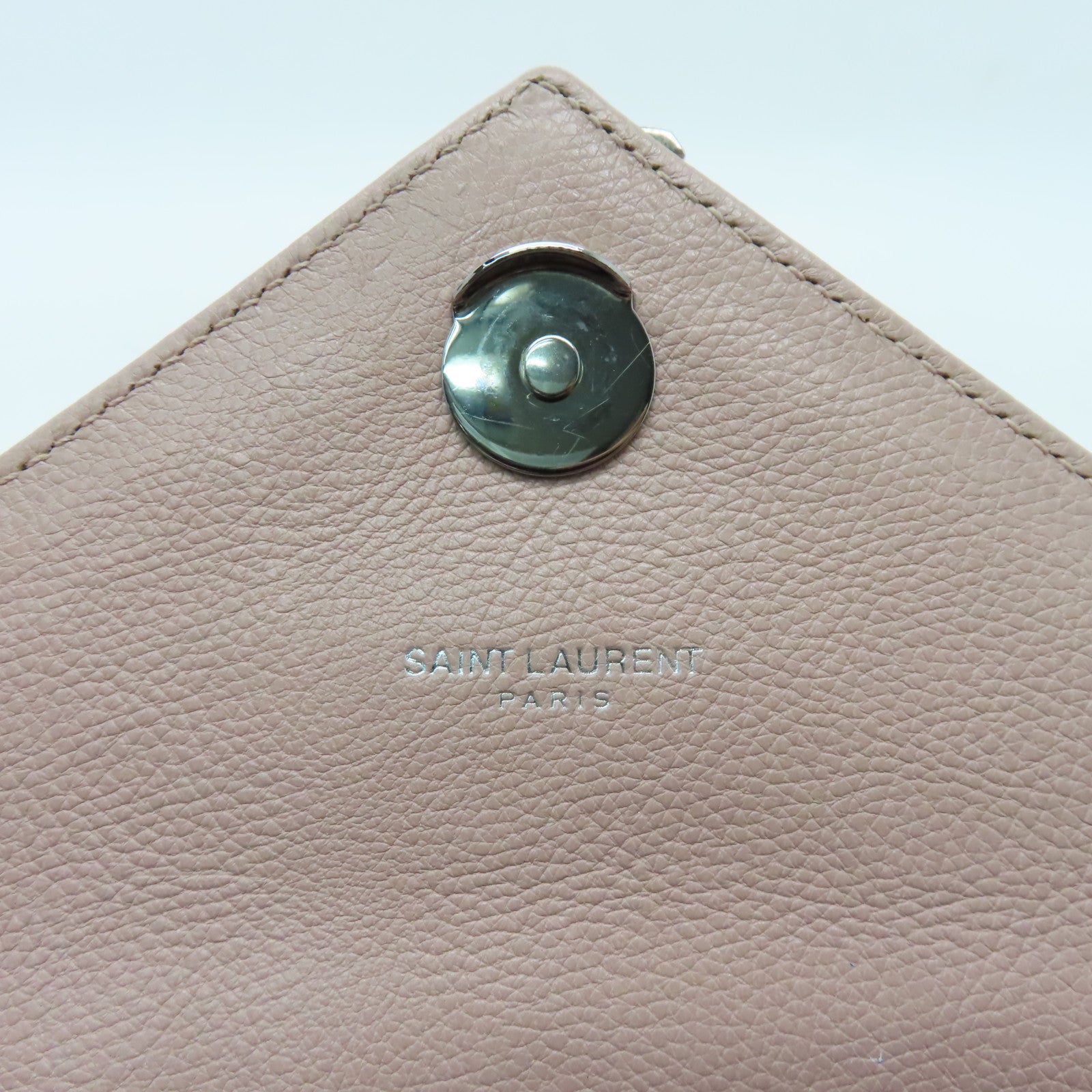 SAINT LAURENT 牛皮皮革Shoulder Bag銀扣手挽肩背兩用袋粉紅色