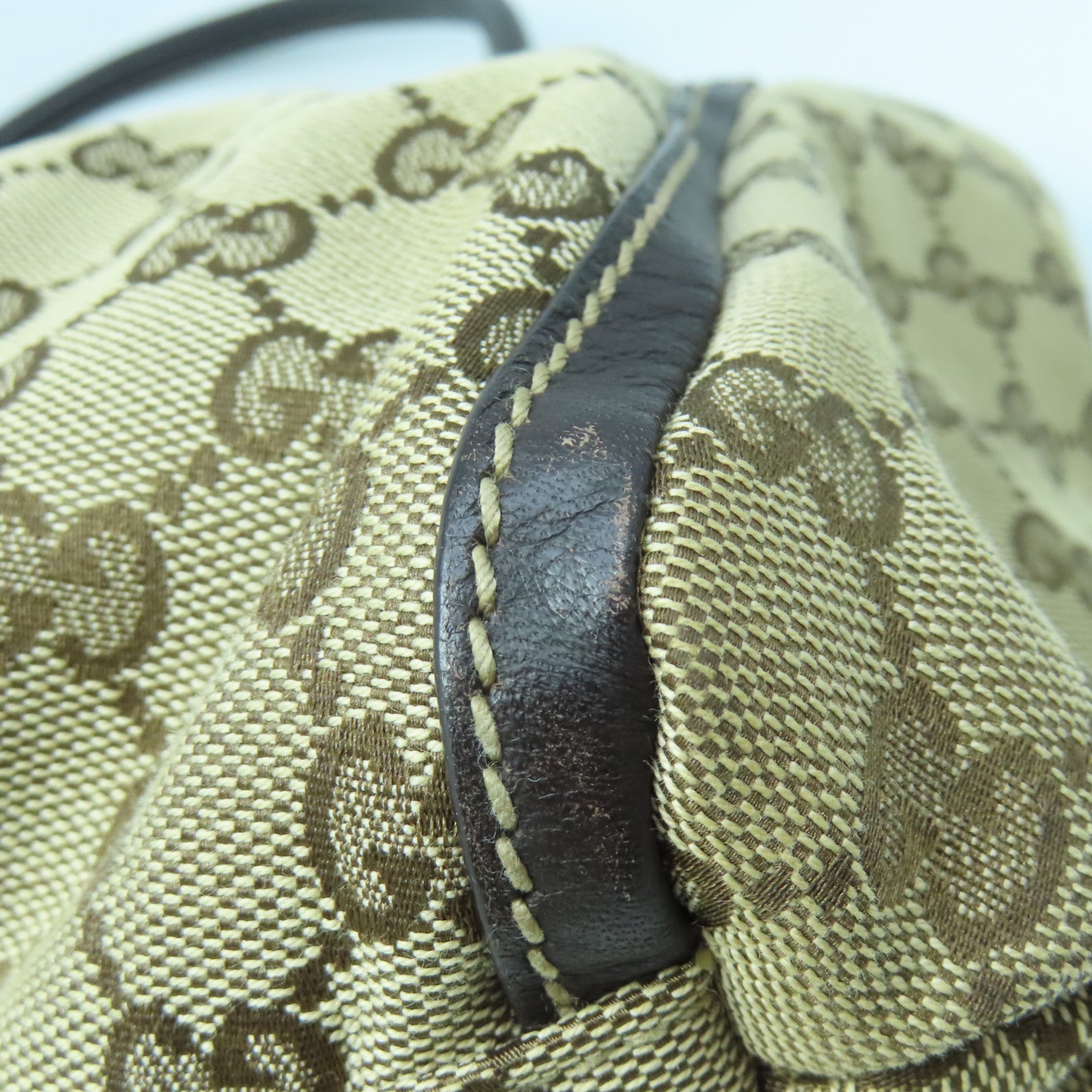 GUCCI canvas Shoulder Bag gold buckle shoulder bag brown