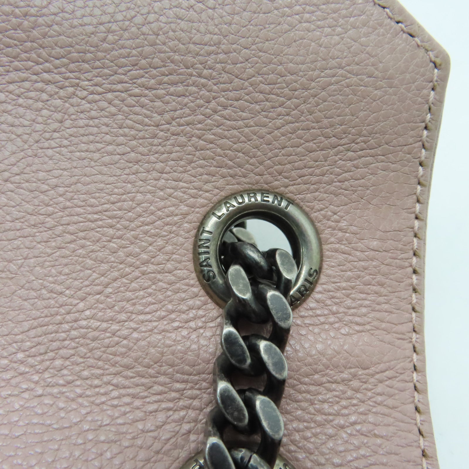 SAINT LAURENT 牛皮皮革Shoulder Bag銀扣手挽肩背兩用袋粉紅色