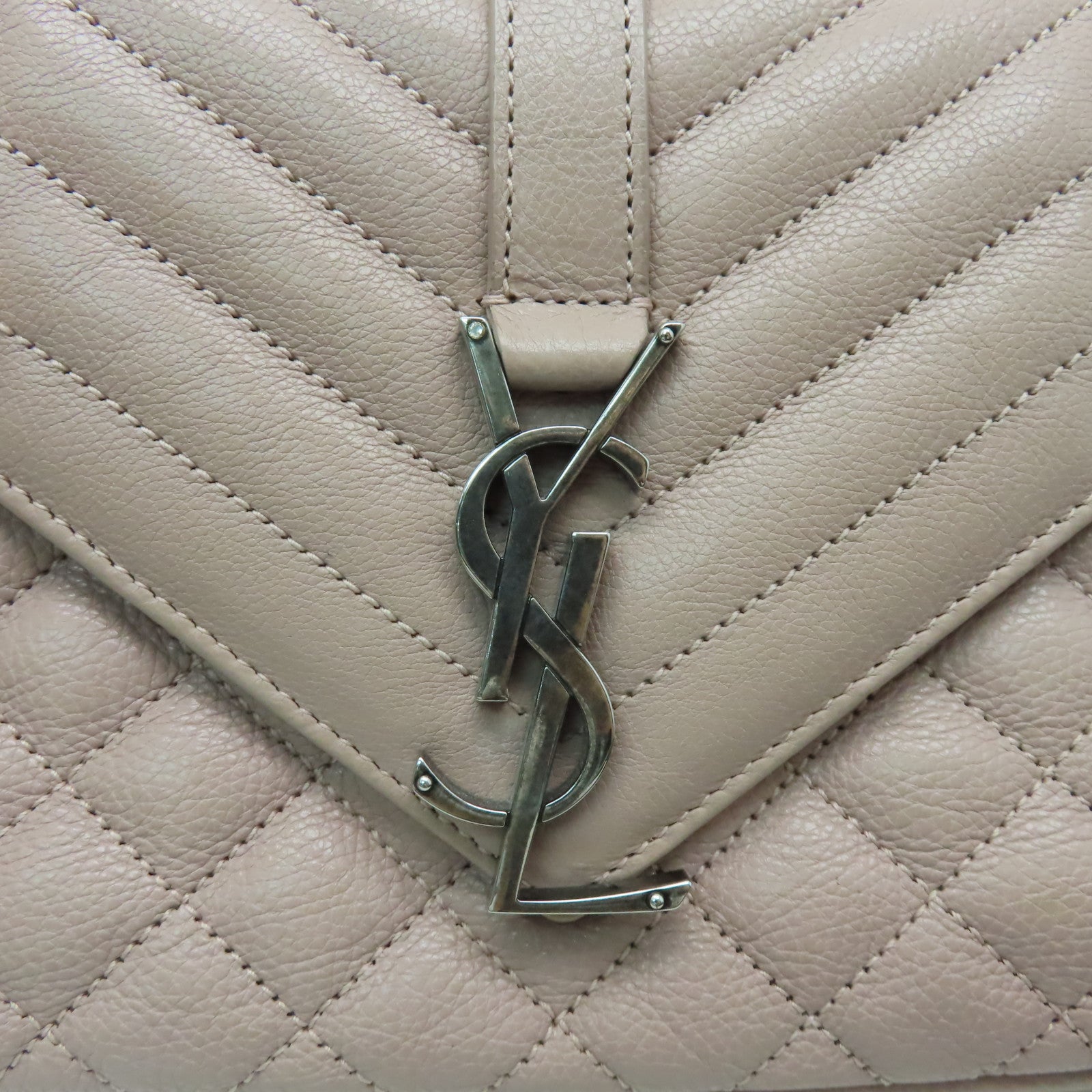 SAINT LAURENT 牛皮皮革Shoulder Bag銀扣手挽肩背兩用袋粉紅色