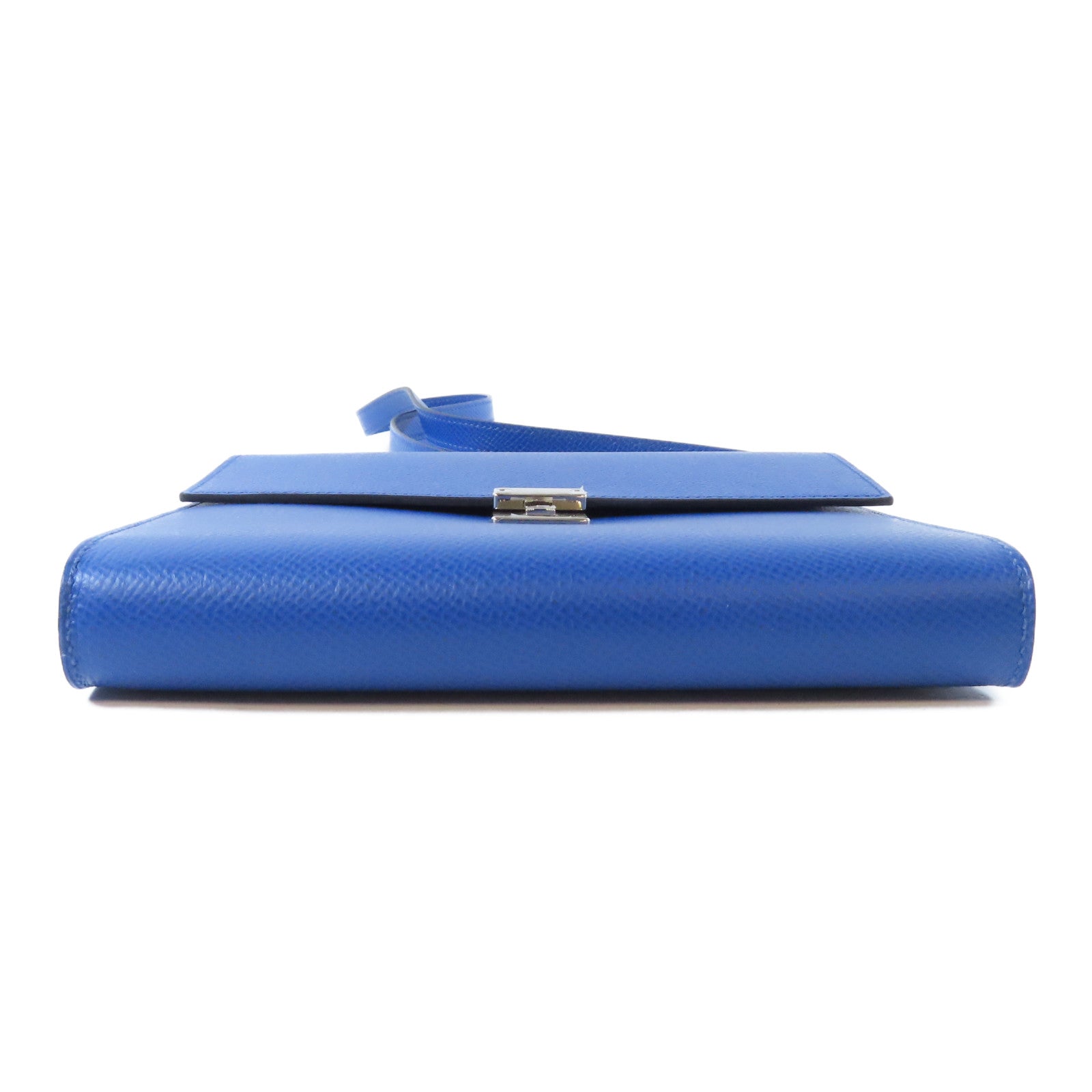HERMES Epsom皮革Clic 16銀扣肩背袋Bleu France法國藍色