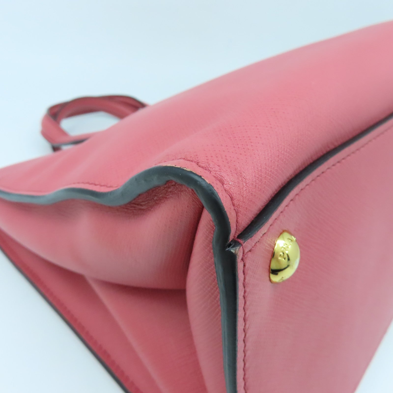 PRADA Saffiano皮革2way Shoulder Bag金扣手挽肩背兩用袋粉紅色