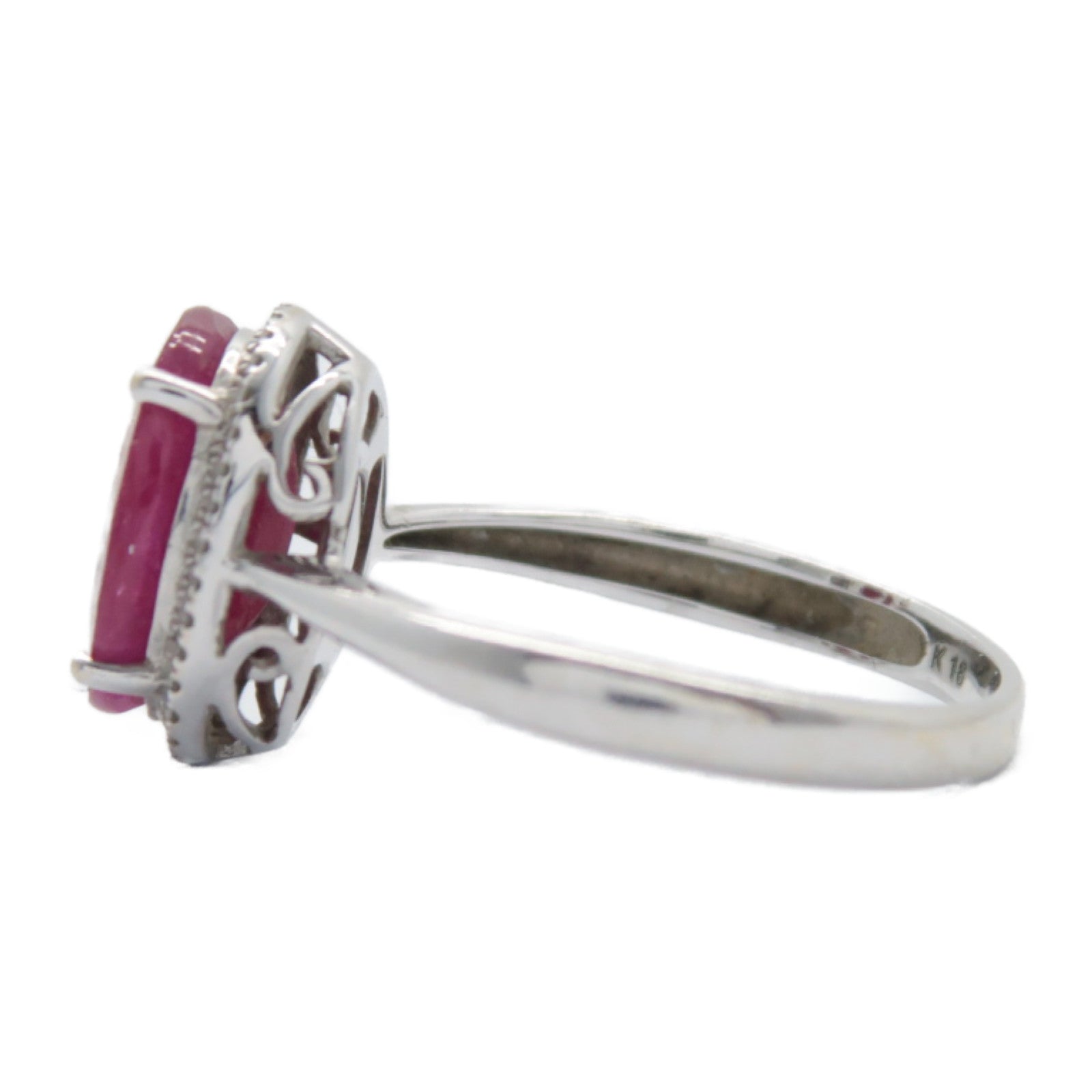 JEWELRY 18K白金Ruby/Diamond Ring 3.94ct紅寶石/0.11ct鑽石戒指US#6.5