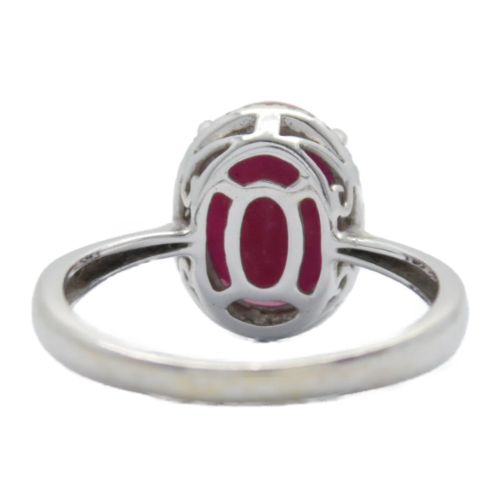 JEWELRY 18K白金Ruby/Diamond Ring 3.94ct紅寶石/0.11ct鑽石戒指US#6.5