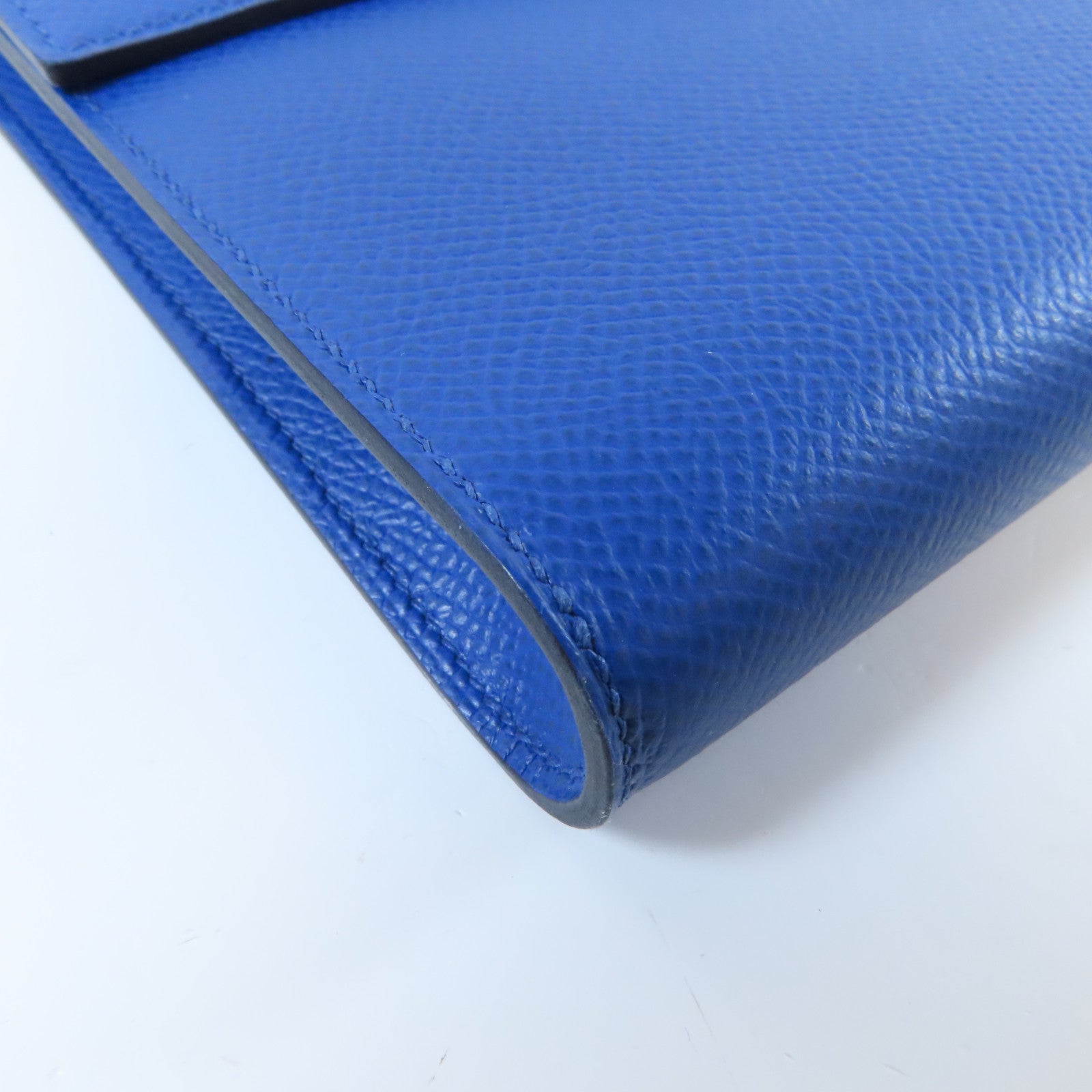 HERMES Epsom皮革Clic 16銀扣肩背袋Bleu France法國藍色