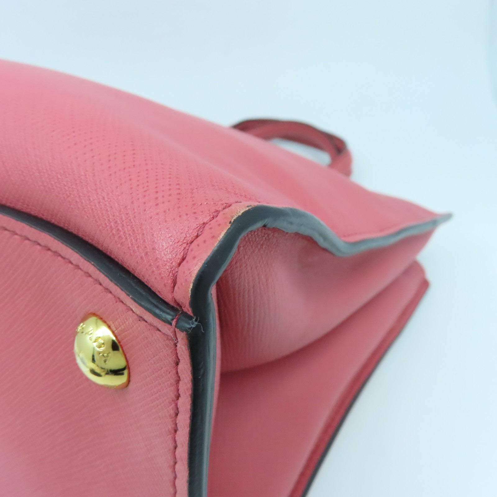 PRADA Saffiano皮革2way Shoulder Bag金扣手挽肩背兩用袋粉紅色