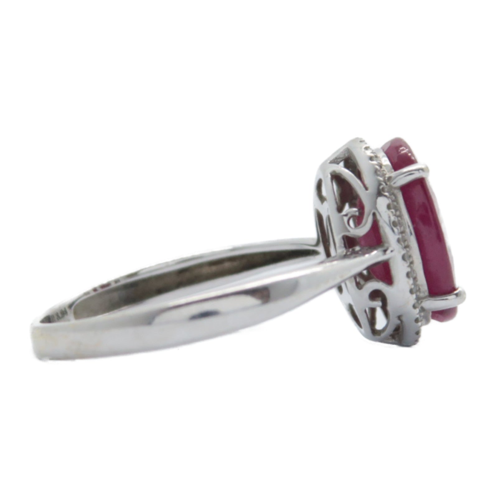 JEWELRY 18K白金Ruby/Diamond Ring 3.94ct紅寶石/0.11ct鑽石戒指US#6.5