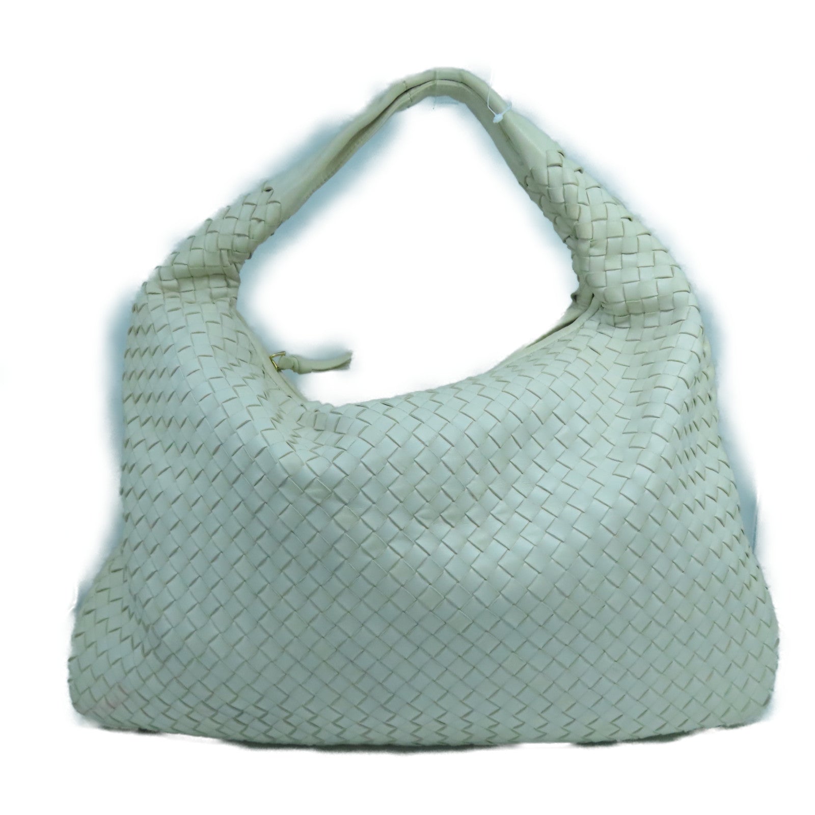 BOTTEGA VENETA 織紋皮革Shoulder Bag金扣肩背袋白色