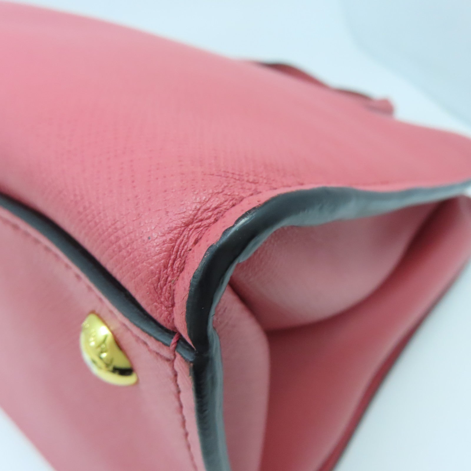 PRADA Saffiano皮革2way Shoulder Bag金扣手挽肩背兩用袋粉紅色