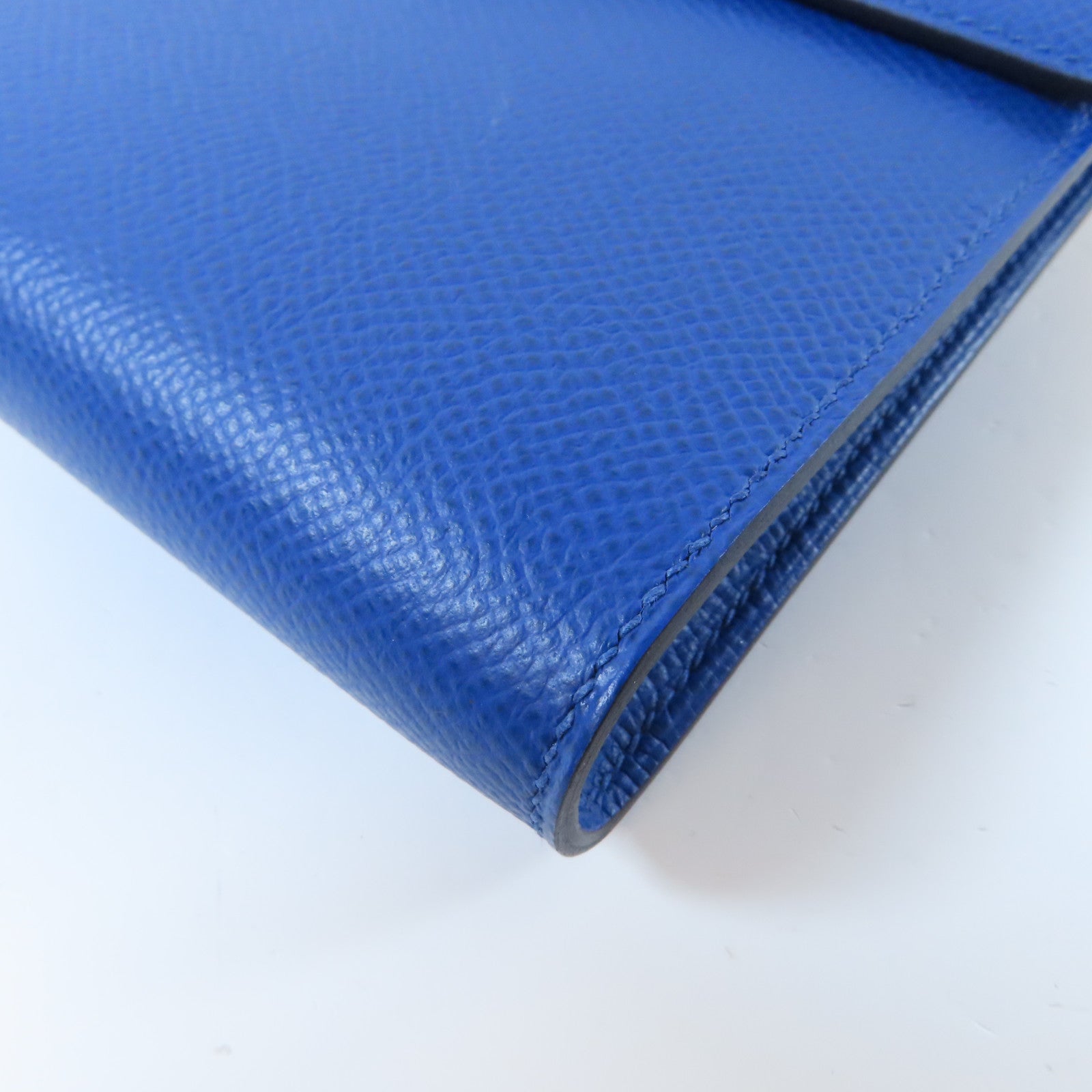 HERMES Epsom皮革Clic 16銀扣肩背袋Bleu France法國藍色